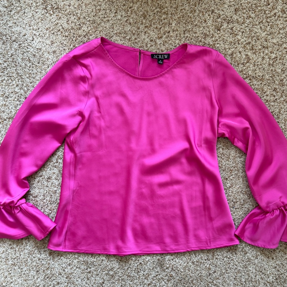 J. Crew Fuchsia Long Sleeve Blouse